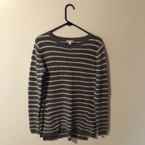 Grey w/ White Stripes Knit Sweater